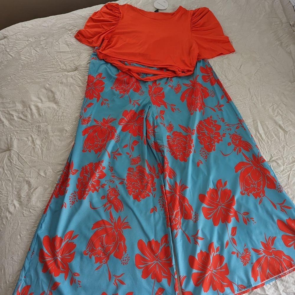 Floral Red and Blue Jumpsuit